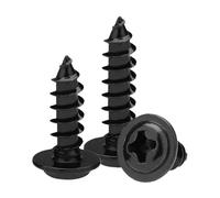 HWWW 50/100/ 200 unids/lote M1.4 M1.7 M2 M2.5 M3 M3.5 M4 tornillos autorroscantes de cabeza redonda y cruzada negra con arandela(4mm,M2.3 x200pcs)