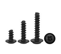 HWWW M1.4 M1.7 M2 M2.3 M2.6 M3 M3.5 M4 cabeza cruzada chapada en negro con arandela tornillos autorroscantes de cola plana cabeza redonda(4mm,M2.6 (100pcs))