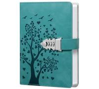 HwxBen Diario secreto A5 cian con candado - 240 páginas - Cuaderno con bloqueo de código