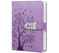 HwxBen Diario secreto A5 lavanda con candado - 240 páginas - Cuaderno con bloqueo de código