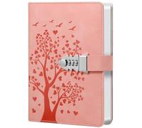 HwxBen Diario secreto A5 rosa con candado - 240 páginas - Cuaderno seguro para notas privadas