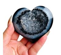 HWXMUGLXL 8~9cm, Heart Black Agate Crystal Stone| Polished Geode| Gemstone| Crystals Gifts|Home Decor and Collection Gemstone Stone