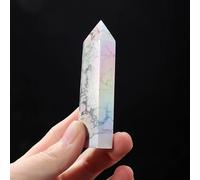 HWXMUGLXL Aura Electroplating Rainbow Crystal Wand Gemstone White Quartz Point Hexagonal Column Home Decor Ornaments (Size : 5-6cm) Gemstone Stone