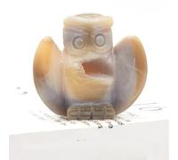 HWXMUGLXL Beautiful Animal Statue Crafts Home Decoration Fish, Owl Swan Head Penguin, Gray Agate geode Crystal Carving (Color : Owl, Size 3 pcs) Gemstone Stone