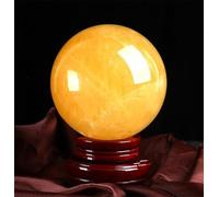 HWXMUGLXL Beautiful Topaz Crystal Ball,Quartz Sphere with Stand Home Decor Ornaments Prosperous Invite Wealth + Pedestal,150mm/5.9in Gemstone Stone