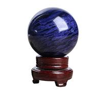 HWXMUGLXL Blue Crystal Ball Smelting Sphere Polished Gemstone Balls with Wood Stand,for Decoration Fengshui Witchcraft,180mm Gemstone Stone