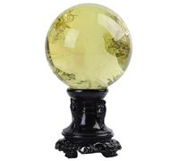 HWXMUGLXL Citrine Crystal Ball with Base,Feng Shui Divination Sphere,Yellow for Office Desk Top Home Decor,6cm/2.4in Gemstone Stone