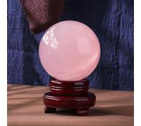 HWXMUGLXL Crystal Ball with Stand, Rose Quartz Polished Divination, Sculpture Figurine, Crafts for Creative Household Decor,17cm Gemstone Stone