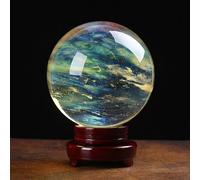 HWXMUGLXL Crystal Ball with Stand Yellow Decorative Balls Smelt Quartz for, Divination Sphere, Home Decoration, Fengshui,20cm/7.9in Gemstone Stone
