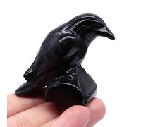 HWXMUGLXL Crystal Halloween Gothic Crow Statue Stone Obsidian Animal Room Ornament Home Decor (Size : 1pcs) Gemstone Stone