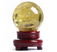 HWXMUGLXL Crystal Sphere Ball Citrine Prop Ornament for Feng Shui Divination Fortune Telling Tabletop Fountain Decoration Gift,8~9cm Gemstone Stone