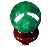 HWXMUGLXL Feng Shui Decoration Crystal Ball with Stand, Green Fluorite Quartz Sphere Figurine for Office Desk Top Home Porch Decor Gift,8cm Gemstone Stone