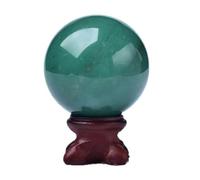 HWXMUGLXL Green Crystal Sphere Quartz Gemstone Ball Sculpture Figurine with Wooden Stand for Witchcraft, Fengshui, Aura Home Desk Decor,70~80mm Gemstone Stone