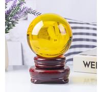 HWXMUGLXL Multi Color Transparent Crystal Ball Ornaments Home Decorations Paperweight Feng Shui Base,Yellow,40mm Gemstone Stone