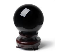 HWXMUGLXL Obsidian Crystal Ball Minerals Stones Sphere with Decorative Wooden Stand Fengshui, Divination, Home Decoration,1.4"(3.5cm) Gemstone Stone