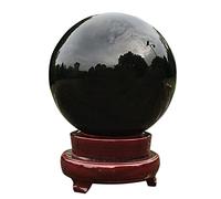 HWXMUGLXL Office Home Table Feng Shui Decoration Crystal Ball with Stand Obsidian Black Broken Glass Lucky Gift, ball-11cm Gemstone Stone