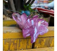 HWXMUGLXL Purple with Aura Quartz Crystal Cluster Ornaments Gemstone Stone