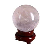 HWXMUGLXL Quartz Sphere Clear Ball Crystal with Wooden Base,50mm Gemstone Stone