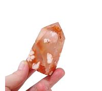 HWXMUGLXL Red Cherry Agate Crystal Point Tower Gemstone Quartz Stone Four Side Column Obelisk Ornaments (Size : 50-70g) Gemstone Stone