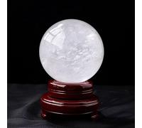 HWXMUGLXL Rock Crystal Ball Gemstone Home Decoration Stone Sphere with Wood Stand,White,40mm Gemstone Stone