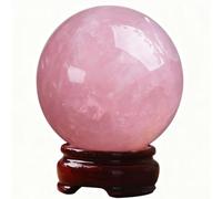 HWXMUGLXL Rose Quartz Crystal Ball with Wooden Stand, Scrying Feng Shui Stone Sphere Sculpture Home Office Decor, Magic 30-180Mm,150mm Gemstone Stone