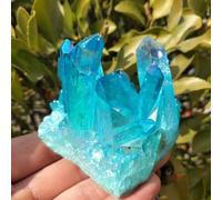 HWXMUGLXL Sky-Blue Flame Ring Quartz Crystal Cluster Wedding Decoration Aquarium Ornaments (Size : 120-140g) Gemstone Stone