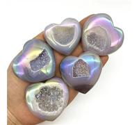 HWXMUGLXL Stone 1PC Naural Electroplated Aura Agate Heart Carved Crystal Geode Quartz Figurine Crystals Gemstone Stone