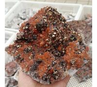 HWXMUGLXL Stone Red Quartz Clusters Symbiotic Pyrite Crystal Home Office Decoratio(Size:210-300g) Gemstone Stone