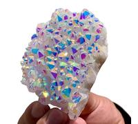 HWXMUGLXL Stone White Crystal Electroplated Angel Aura Quartz Cluster Colorful Point Enegry Stone(200-300g) Gemstone Stone
