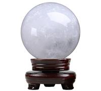 HWXMUGLXL White Calcite Sphere Gemstone Ball with Stand Crystal for Lucky Wealth Protect The House,Dia.8cm Gemstone Stone