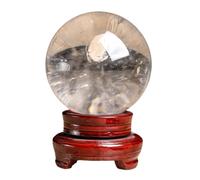 HWXMUGLXL White Crystal Ball Ornaments Divination Sphere Gemstone with Wooden Stand for Witchcraft Home Decor Housewarming Gift,100mm Gemstone Stone