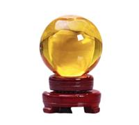 HWXMUGLXL White Transparent Crystal Ball Ornaments Can Rotate Yellow Glass Purple Powder Blue Living Room Office Fortune Decorations,Yellow-80mm Gemstone Stone