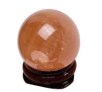 HWXMUGLXL Yellow Crystal Sphere Ball Calcite Quartz Gemstone with Stand, Sculpture Figurine for Wealth and Protect The House,80mm Gemstone Stone