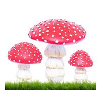 HWXZUUO Garden Decor Glow in The Dark Mushroom Ornaments 3Pcs Resin Fairy Garden Accessories for Lawn Pathway Landscape Yard
