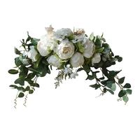 HWXZUUO Wedding Arch Flowers, 30 Inch Rustic Artificial Floral Swag with Rose, Green Leaves, Long-Lasting Wedding Flowers for Lintel Window Dining Room Decoration