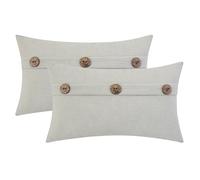 HWY 50 Fundas para Cojines con Triple Botón 30x50 cm 2 Piezas, Fundas de Cojín Decoración de Chenilla Suave Estilo Boho Moderno a Rayas para Sofá Cama Dormitorio o Salón, Color Gris Claro