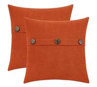 HWY 50 Fundas para Cojines con Triple Botón 40x40 cm 2 Piezas, Fundas de Cojín Decoración de Chenilla Suave Estilo Boho Moderno a Rayas para Sofá Cama Dormitorio o Salón, Color Naranja Quemado