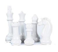 Hwydo Juego de 6 figuras de ajedrez de cerámica únicas para decoración de mesa, color blanco
