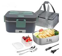 HWYYLXS Lonchera EléCtrica PortáTil De 1,8 L con FuncióN De Calentamiento De Alimentos, 80 W, Adecuada para Adultos, Revestimiento De Acero Inoxidable, Ideal para Uso En El Hogar, Viajes B