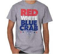 HXASKKF Maryland Crab Seafood Patriotic America Flag Women's or Men's Crewneck T-Shirt.