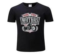 HXASKKF Men O-Neck Teenage T-Shirt Motard - Moto Motorcycle Chopper Bobber Old School Summer Black t Shirt Bigger Size Tops