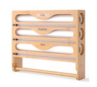 HXDKJSO Caja de Almacenamiento 5 en 1 bambú con 3/2 Compartimentos, toallero Pared y Cortador Papel - Organizador for Aluminio plástico Cocina(3Layer Nature1)