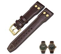 HXFFXHF 20 mm de 21 mm 22 mm de cuero Bronce Rivet Band Watch Band para pilotos de bronce IWC Mark 18 Spitfire Watch Strap