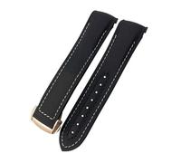 HXFFXHF 20 mm de 21 mm 22 mm Pulsera de reloj para Omega 300 Seamaster 600 Planeta Océano plegable Correa de hebilla Nylon Silicona Fluorine Reloj de goma