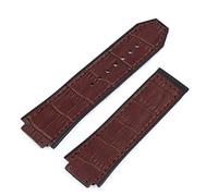HXFFXHF 25 * 19 mm Vacada real Silicona de goma Back Band Band Band para correa de para accesorios de Big Bang Hebilla de mariposa (color: marrón, tamaño: con hebilla negra)