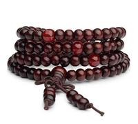 HXFFXHF 8 mm Budista Sándalo natural Buda Meditación Madera Oración Mala Pulsera Mujeres Hombres 108 Beads Bangles colgando