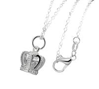 HXFFXHF 925 Collar de Corona de circón de Plata esterlina AAA para Mujeres, Collar Colgante Reina Reina Exquisita - Colgante de Corona, Collar de Tiara para Mujeres Regalos de Fiesta de cumpleaños de