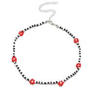 HXFFXHF 925 Collar de Margarita de Plata esterlina para Mujeres y niñas, Verano Boho Corea Lovely Daisy Flores Declaración de Encanto de Cuello de Cuello Corto Collar de Collar de Cuello, Collar de