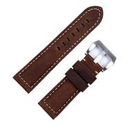 HXFFXHF Accesorios de banda de relojes hechos a mano Retro Vintage Crazy Horse Cuero de cuero 24 mm para la correa Panerai Hebilla (color: azul rosa, tamaño: 22 mm)