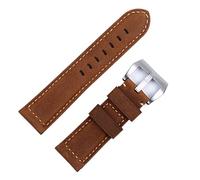 HXFFXHF Accesorios de banda de relojes hechos a mano Retro Vintage Crazy Horse Cuero de cuero 24 mm para la correa Panerai Hebilla (color: azul rosa, tamaño: 22 mm)